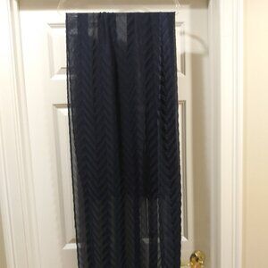 White House Black Market Navy Blue Corrugated Pleated Sheer Scarf